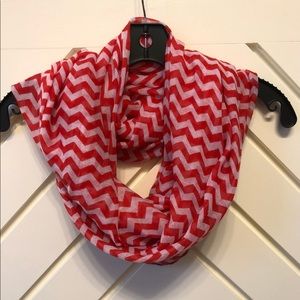 Red & White Chevron Infinity Scarf